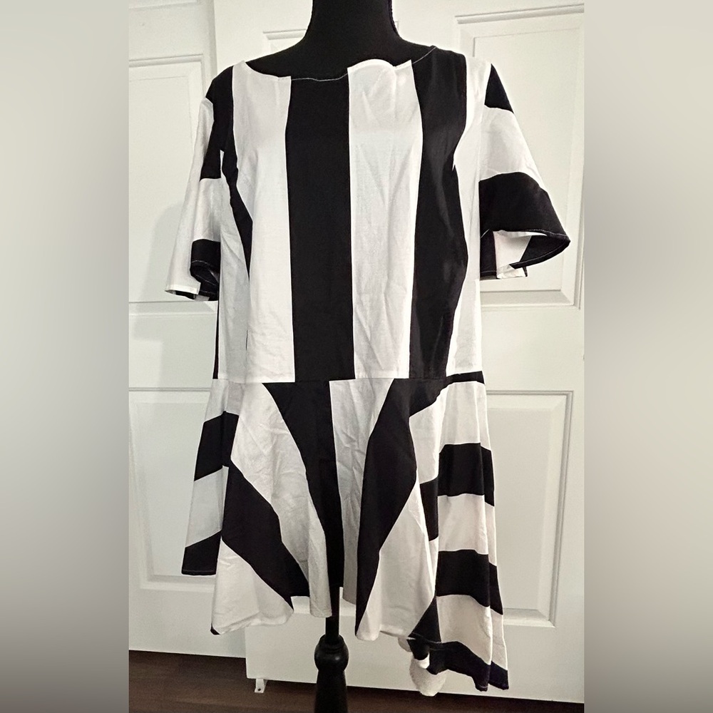 Lane Bryant Black and White Striped Tunic